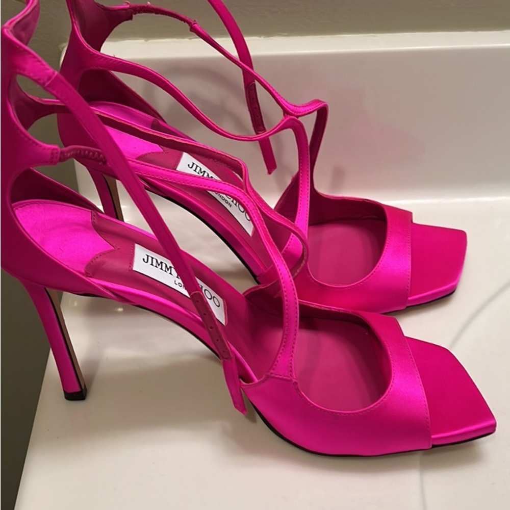 Jimmy Choo Azia 110 Fuchsia Satin Sandals Brand new